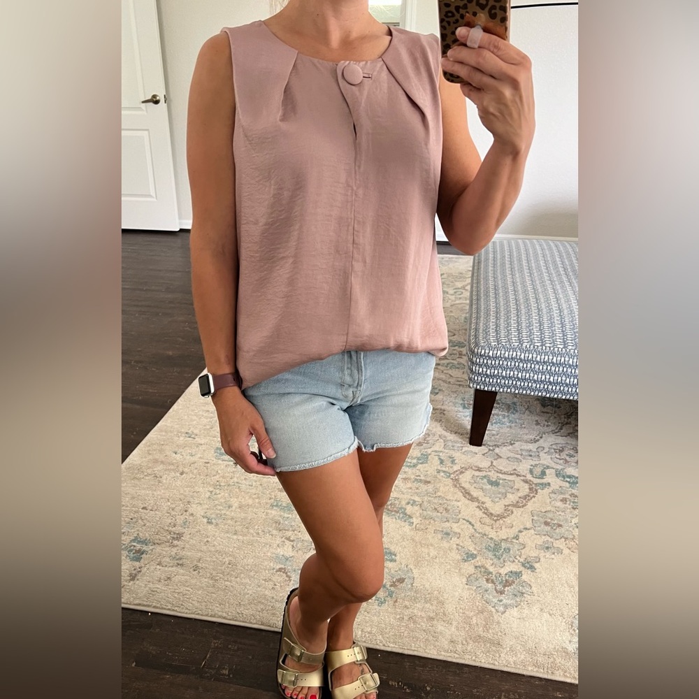Cabi 3603 Button-Up Blouse Blush Pink Small